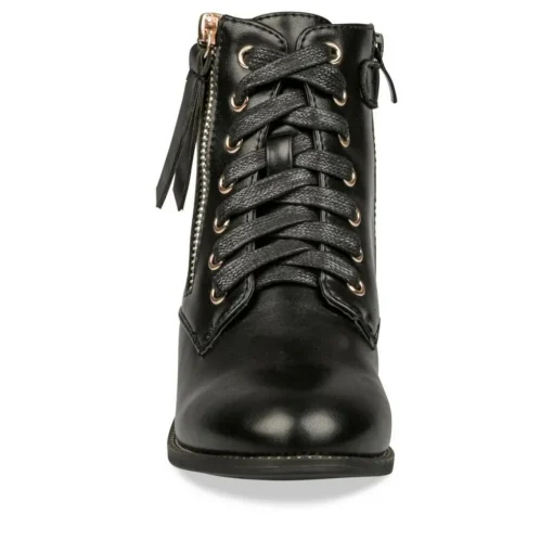 Bottines NOIR Fille Motif Uni Lacets