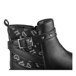 Bottines NOIR Fille Motif Coeurs Fermeture éclair
