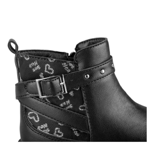 Bottines NOIR Fille Motif Coeurs Fermeture éclair
