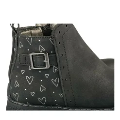 Bottines NOIR Fille Motif Coeurs Fermeture éclair
