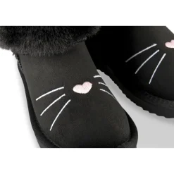 Bottines NOIR Fille Motif Fausse Fourrure A Enfiler
