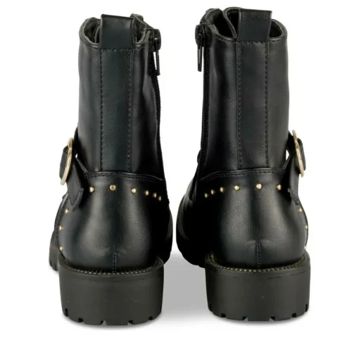 Bottines NOIR Fille Motif Clouté Lacets + Fermeture éclair