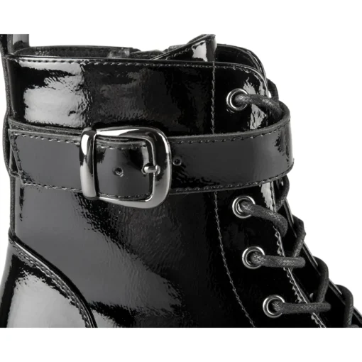 Bottines NOIR Fille Motif Uni Lacets + Fermeture éclair
