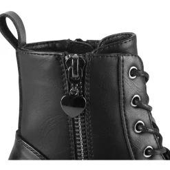 Bottines NOIR Fille Motif Uni Lacets + Fermeture éclair