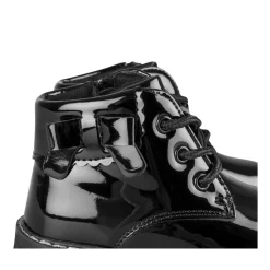 Bottines NOIR Fille Motif Uni Lacets + Fermeture éclair