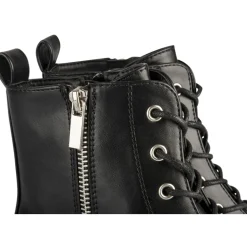 Bottines NOIR Fille Motif Uni Lacets + Fermeture éclair