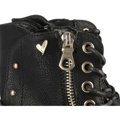 Bottines NOIR Fille Motif Uni Lacets + Fermeture éclair