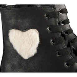 Bottines NOIR Fille Motif Uni Lacets