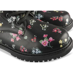 Bottines NOIR Fille Motif Fleuri A Enfiler