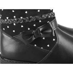 Bottines NOIR Fille Motif Coeurs Fermeture éclair