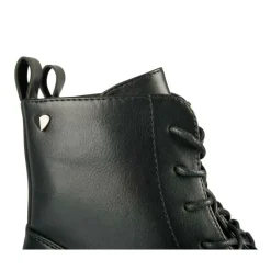 Bottines NOIR Fille Motif Coeurs Lacets