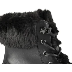 Bottines NOIR Fille Motif Uni Lacets