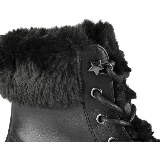 Bottines NOIR Fille Motif Uni Lacets