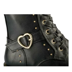 Bottines NOIR Fille Motif Clouté Lacets + Fermeture éclair
