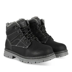 Bottines NOIR Garçon Motif Uni Lacets