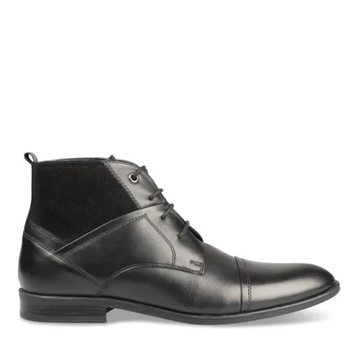 Bottines NOIR Homme CUIR Motif Uni Lacets