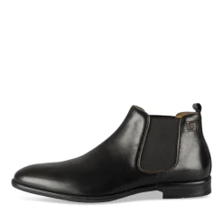 Bottines NOIR Homme CUIR Motif Uni A Enfiler