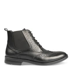 Bottines NOIR Homme CUIR Motif Uni Lacets