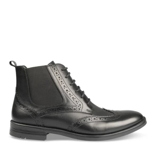 Bottines NOIR Homme CUIR Motif Uni Lacets