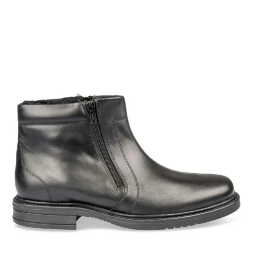 Bottines NOIR Homme CUIR Motif Uni Fermeture éclair
