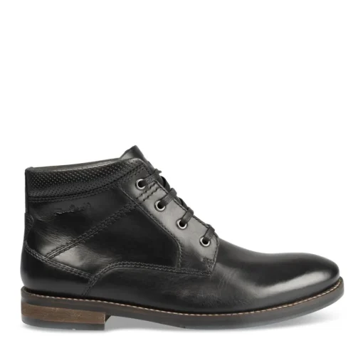Bottines NOIR Homme CUIR Motif Uni Lacets