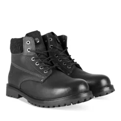 Bottines NOIR Homme CUIR Motif Uni Lacets