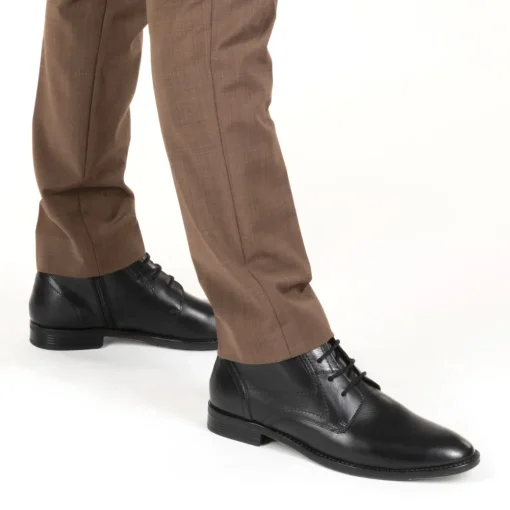 Bottines NOIR Homme CUIR Motif Uni A Enfiler