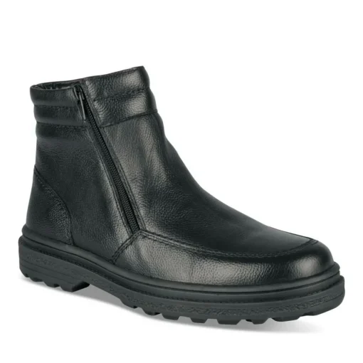 Bottines NOIR Homme CUIR Motif Uni Fermeture éclair
