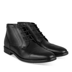 Bottines NOIR Homme CUIR Motif Uni Lacets