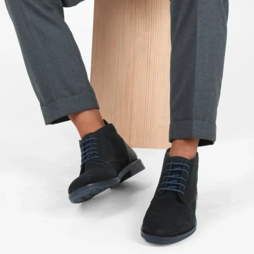 Bottines NOIR Homme CUIR Motif Uni Lacets