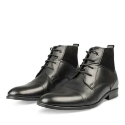 Bottines NOIR Homme CUIR Motif Uni Lacets