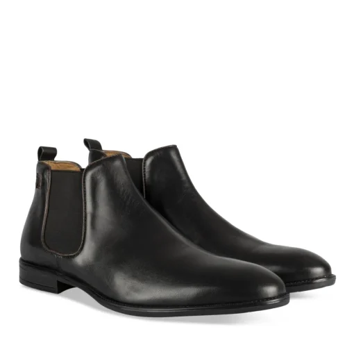Bottines NOIR Homme CUIR Motif Uni A Enfiler