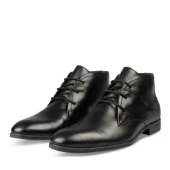 Bottines NOIR Homme CUIR Motif Uni Lacets