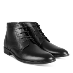 Bottines NOIR Homme CUIR Motif Uni A Enfiler