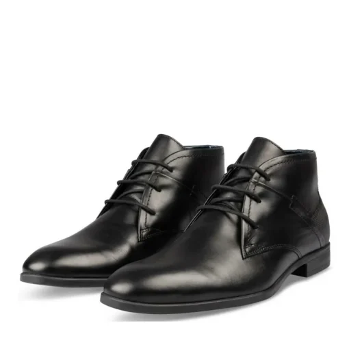 Bottines NOIR Homme CUIR Motif Uni Lacets