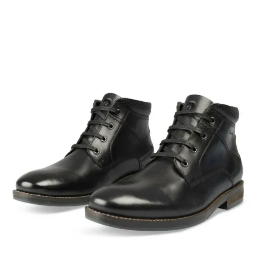 Bottines NOIR Homme CUIR Motif Uni Lacets