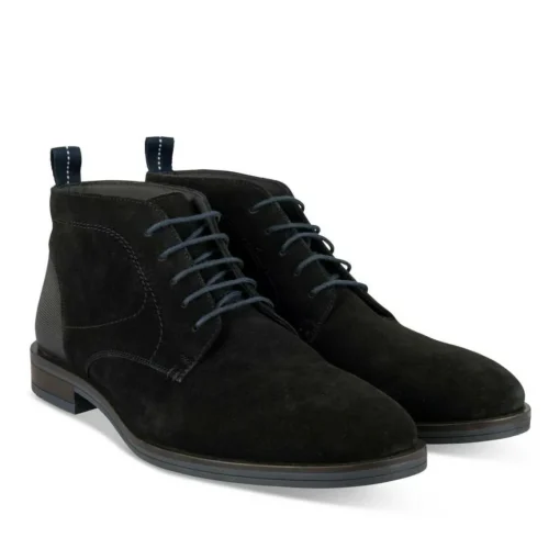 Bottines NOIR Homme CUIR Motif Uni Lacets