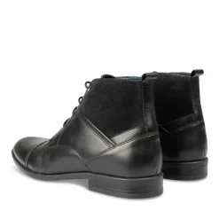 Bottines NOIR Homme CUIR Motif Uni Lacets