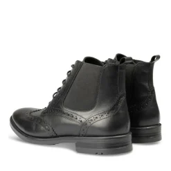 Bottines NOIR Homme CUIR Motif Uni Lacets