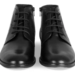 Bottines NOIR Homme CUIR Motif Uni A Enfiler
