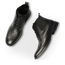Bottines NOIR Homme CUIR Motif Uni Lacets
