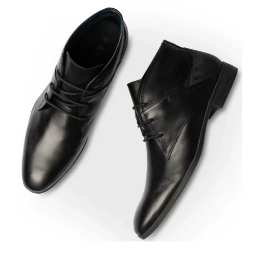Bottines NOIR Homme CUIR Motif Uni Lacets