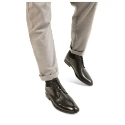 Bottines NOIR Homme CUIR Motif Uni Lacets