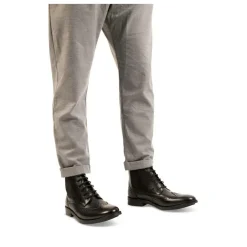 Bottines NOIR Homme CUIR Motif Uni Lacets