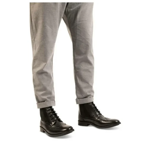 Bottines NOIR Homme CUIR Motif Uni Lacets