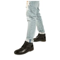 Bottines NOIR Homme CUIR Motif Uni Lacets