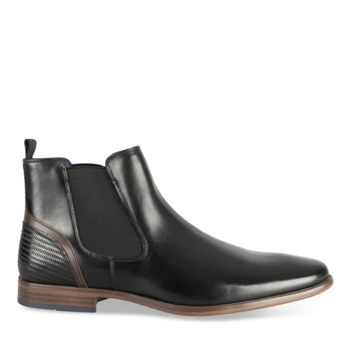 Bottines NOIR Homme Motif Uni Elastique