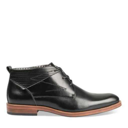 Bottines NOIR Homme Motif Uni Lacets