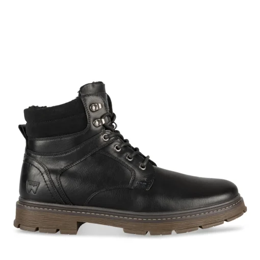 Bottines NOIR Homme Motif Uni Lacets