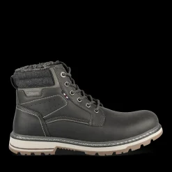 Bottines NOIR Homme Motif Uni Lacets